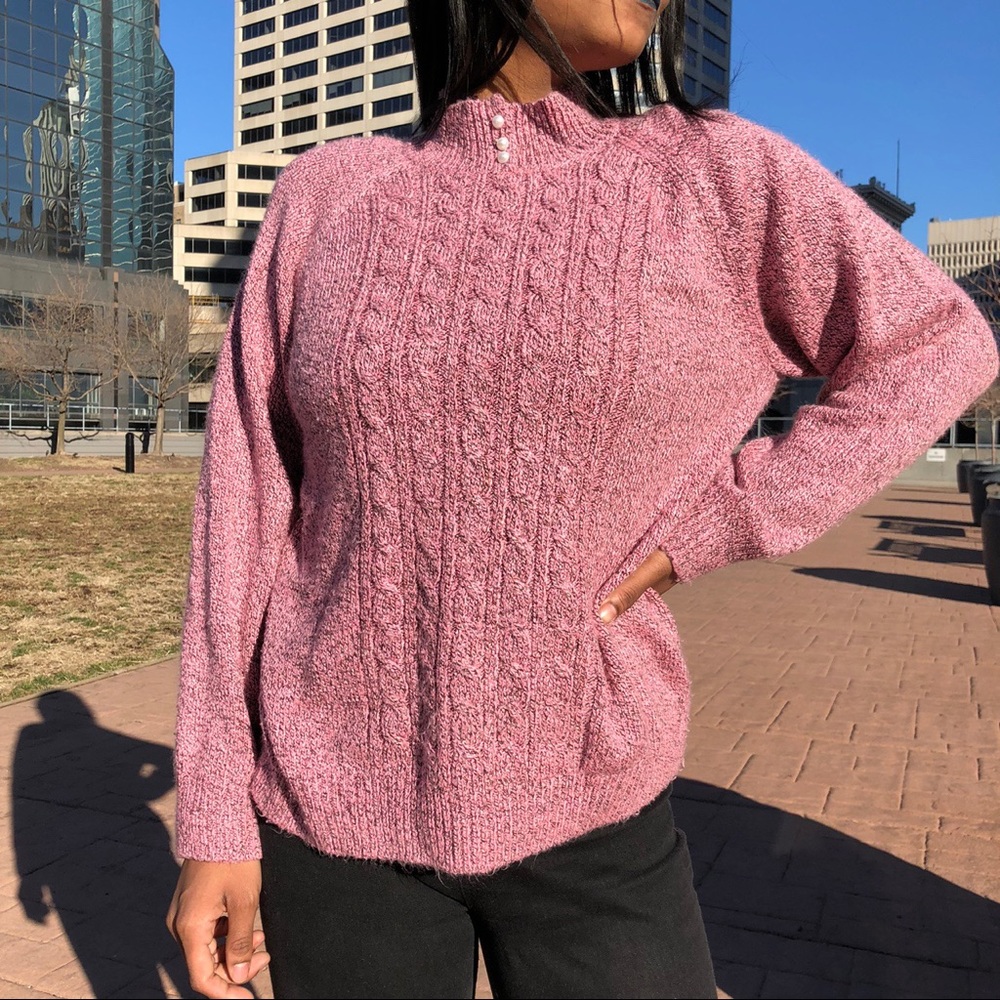 Pink Mock Neck Sweater